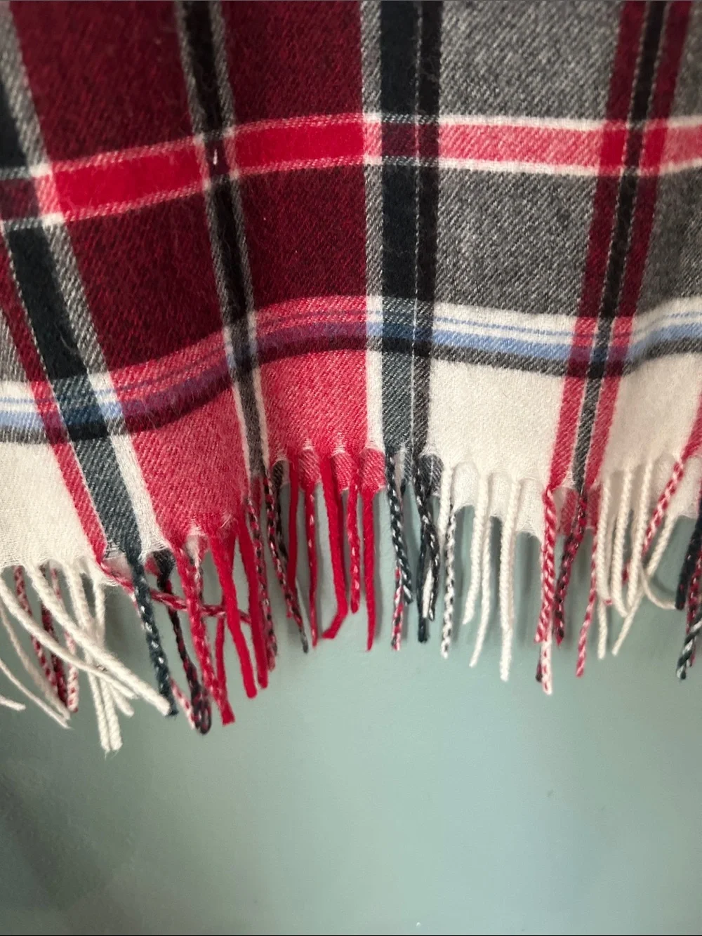 J.Jill Tartan Plaid Oversized Fringed Winter Blanket Scarf / Wrap